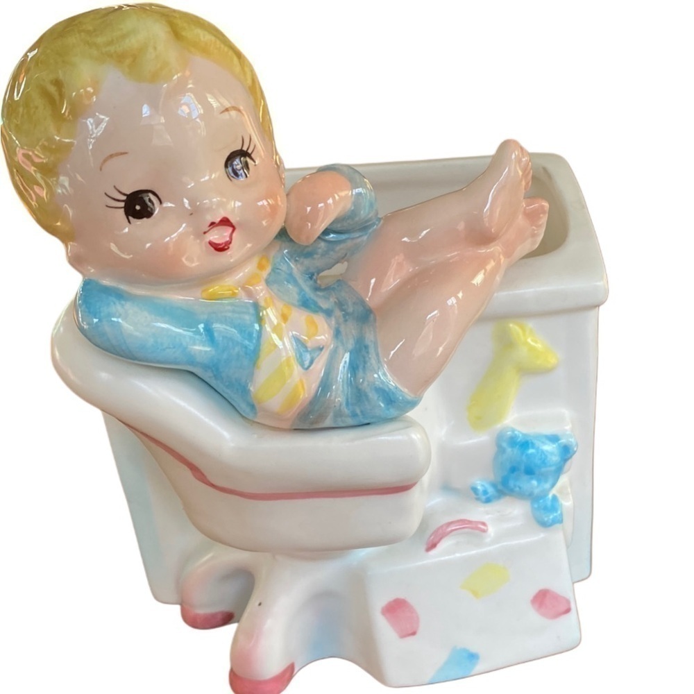 Rare Vintage Relpo MCM Baby Boss Nursery Baby Shower Favor Decor Centerpiece
